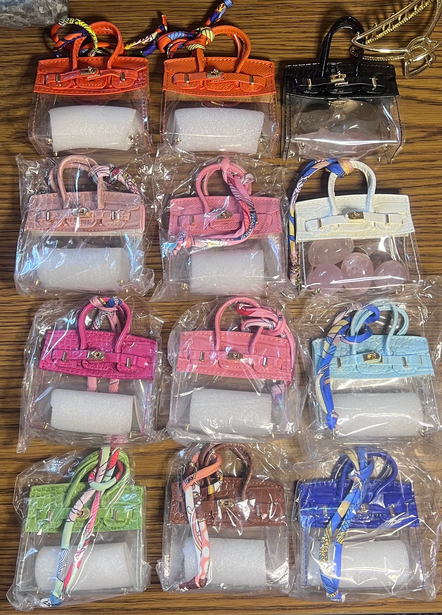 👜 mini “birkin” bag charms + crystals 💎