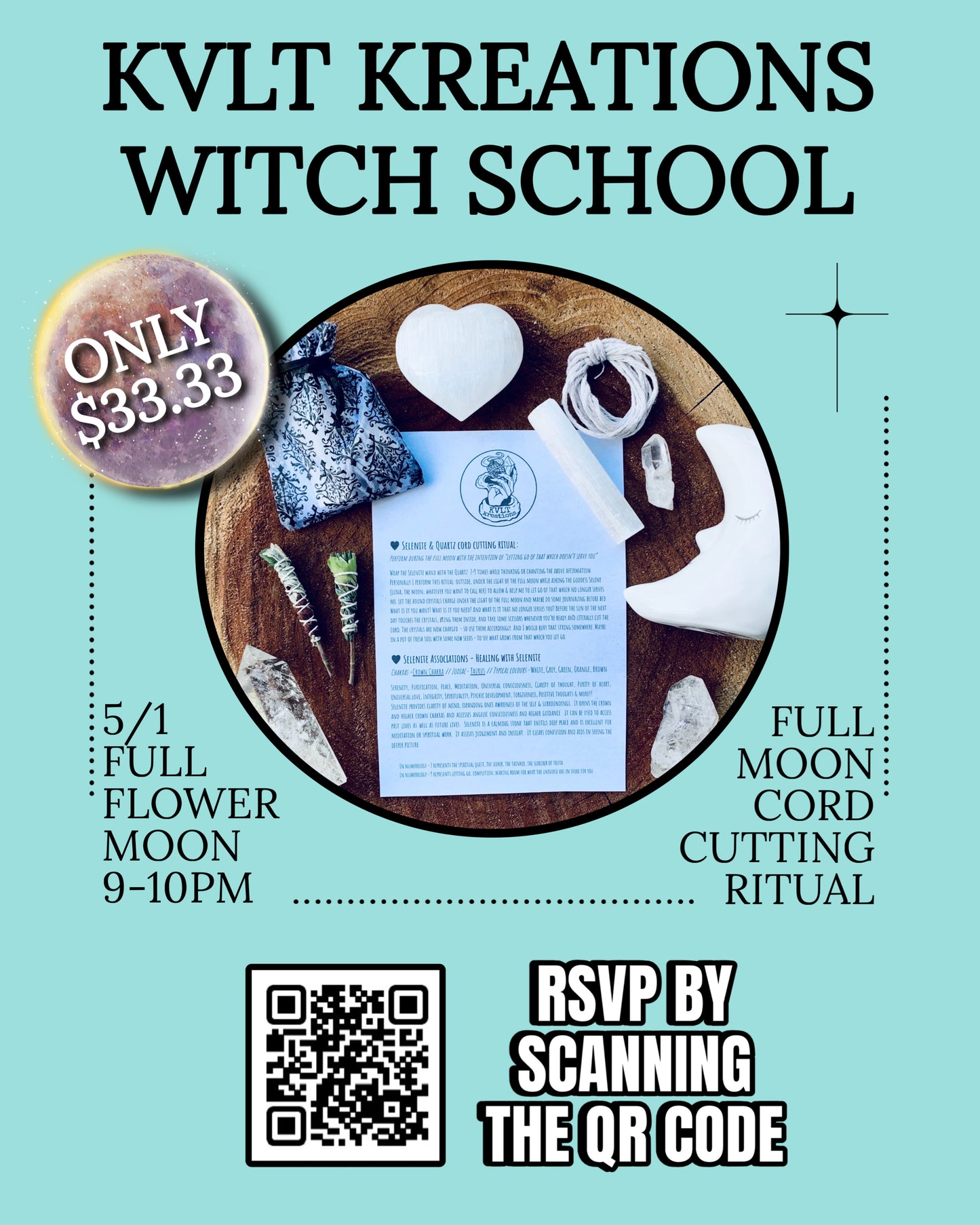 Friday 5/1 - Full Flower Moon Cord Cutting Class ✂️ 9-10pm